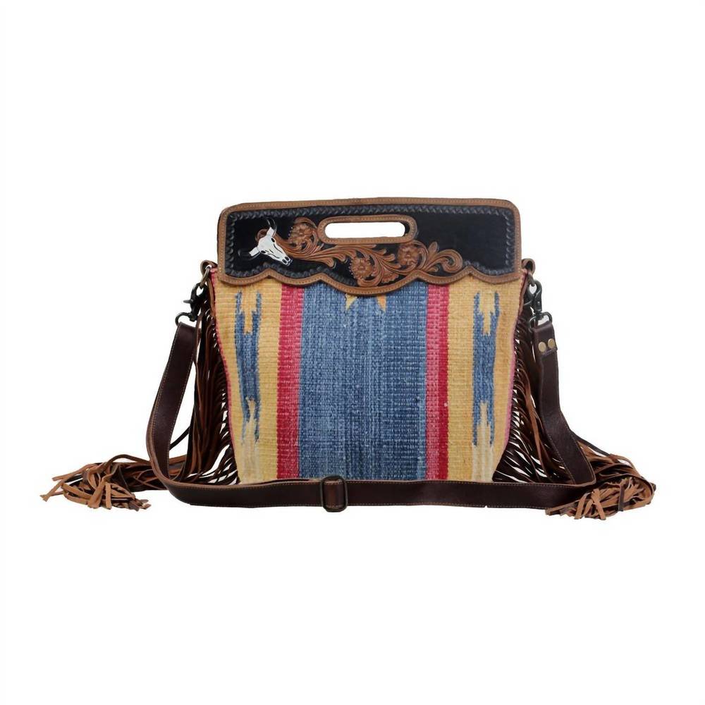 NEW MYRA BAGS women's stream hand tooled bag in blue